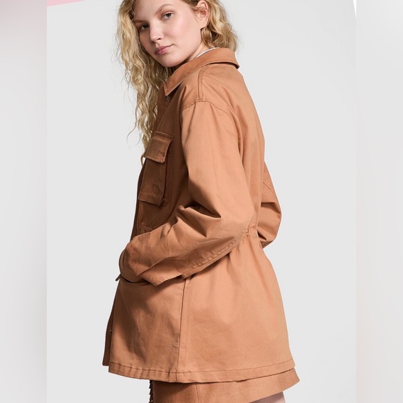 NWT PINK Victoria’s Secret cargo Utility Jacket in Toffee color. Size Large - Picture 6 of 7
